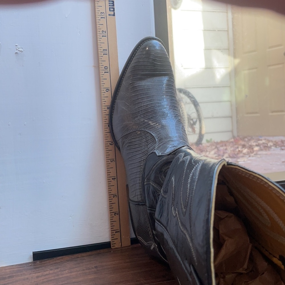 Nocona Gray Cowboy Western Boots Gray Teju Lizard & Leather Men's size 8.5 EE - Picture 9 of 15